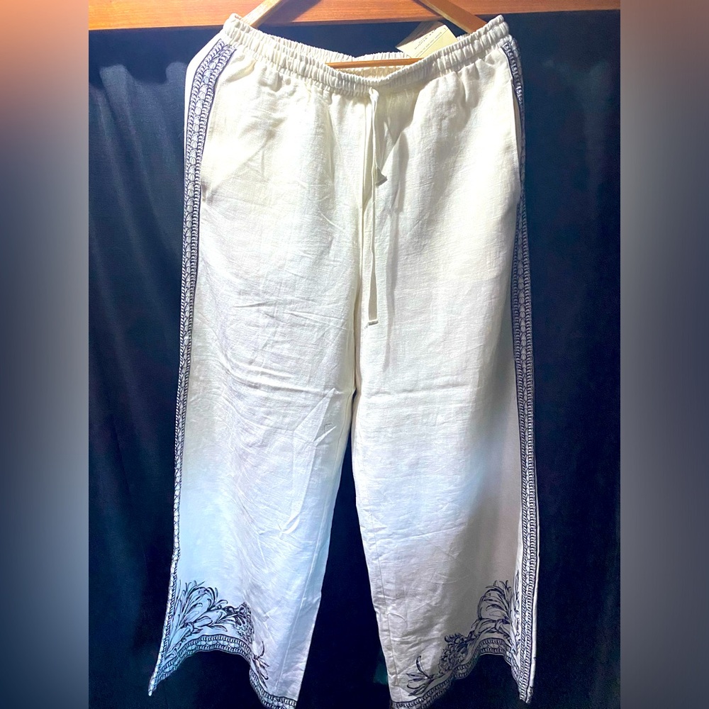 NWT max studio linen blend flow pant size large /medium
